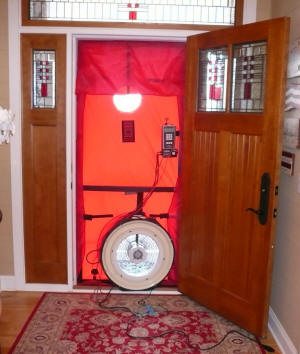home air sealing blower door test